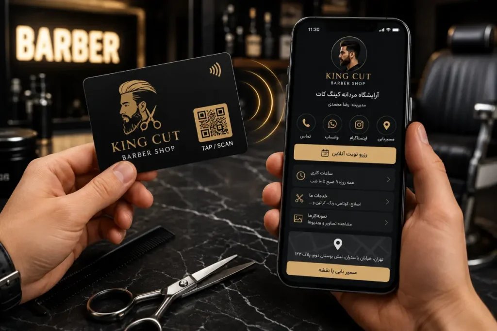 کارت ویزیت دیجیتال آرایشگر